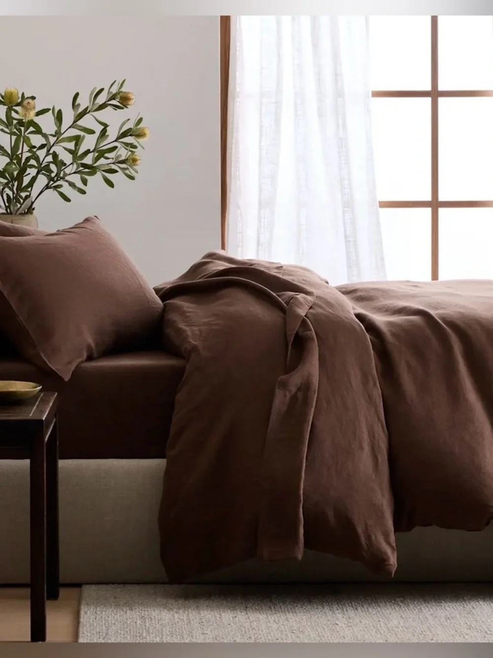 Quince European Linen 1 Piece Duvet Cover, King/Cal (Espresso)